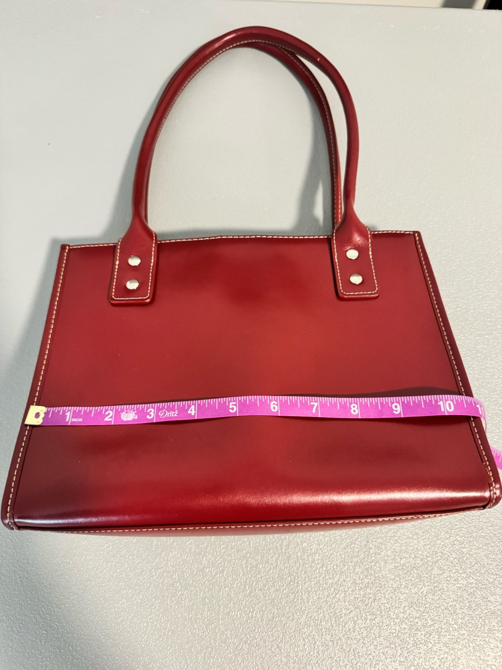 Wilsons Leather Red Patent Tote Shoulder Bag Satchel - Picture 11 of 16